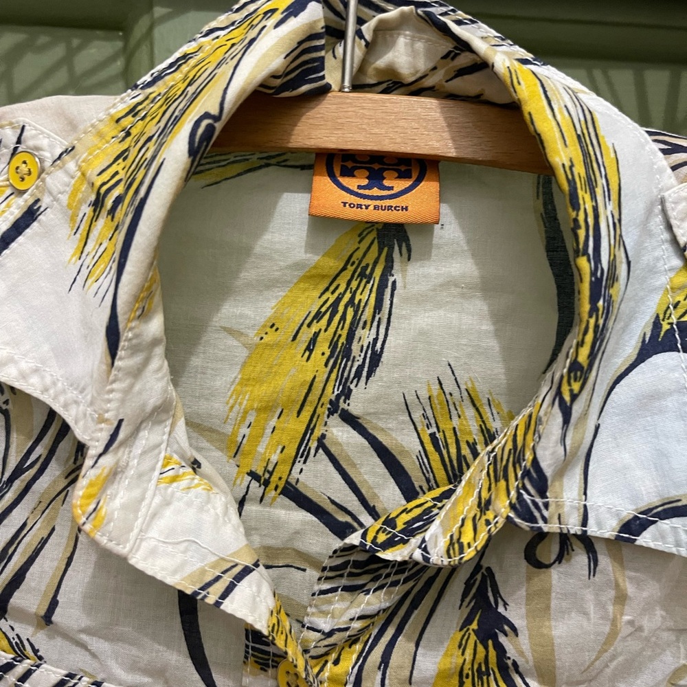 Tory Burch Button Up Botanical Print Long Sleeve … - image 2